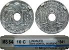 FRANCE 10 centimes Lindauer en zinc, Cmes souligné et mil FRENCH STATE 1941 (21mm, 2,5g, 6h) -