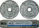 FRANCE 10 centimes Lindauer, petit module PROVISIONAL GOVERNEMENT OF THE FRENCH REPUBLIC Beaumont-Le-Roger 1945 (17mm, 1,50g, 6h) -