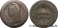 FRANCE Un décime Dupré, modification du 2 décimes DIRECTOIRE Paris 1796 (31mm, 19,53g, 6h) -