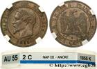 Deux centimes Napoléon III, tête nue 1855 FRANCE SECOND EMPIRE Bordeaux 1855 (20mm, 2,26g, 6h) VZ55