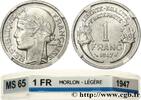 FRANCE 1 franc Morlon, légère IV REPUBLIC 1947 (23mm, 1,24g, 6h) -
