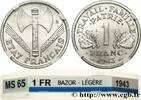 FRANCE 1 franc Francisque, légère FRENCH STATE 1943 (23mm, 1,28g, 6h) -