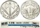 FRANCE 1 franc Francisque, légère FRENCH STATE 1943 (23mm, 1,31g, 6h) -