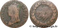 FRANCE Cinq centimes Dupré, grand module, refrappage du DIRECTOIRE s.l. n.d. (28mm, 9,11g, 6h) -