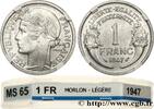 FRANCE 1 franc Morlon, légère IV REPUBLIC 1947 (23mm, 1,34g, 6h) -