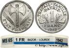 FRANCE 1 franc Francisque, lourde FRENCH STATE Paris 1942 (23,02mm, 1,57g, 6h) -