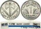 FRANCE 1 franc Francisque, lourde FRENCH STATE Paris 1942 (23,02mm, 1,59g, 6h) -