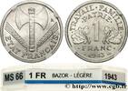 FRANCE 1 franc Francisque, légère FRENCH STATE 1943 (23mm, 1,33g, 6h) -