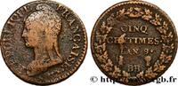 FRANCE Cinq centimes Dupré, grand module CONSULATE Strasbourg 1801 (28mm, 9,99g, 6h) -