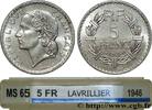 FRANCE 5 francs Lavrillier, aluminium PROVISIONAL GOVERNEMENT OF THE FRENCH REPUBLIC 1946 (31mm, 3,77g, 6h) -