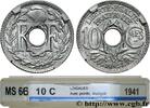 FRANCE 10 centimes Lindauer en zinc, Cmes souligné et mil FRENCH STATE 1941 (21mm, 2,45g, 6h) -
