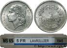 FRANCE 5 francs Lavrillier, aluminium, 9 ouvert PROVISIONAL GOVERNEMENT OF THE FRENCH REPUBLIC 1945 (31,12mm, 3,82g, 6h) -