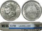 FRANCE 5 francs Lavrillier, aluminium, 9 ouvert PROVISIONAL GOVERNEMENT OF THE FRENCH REPUBLIC 1945 (31,12mm, 3,72g, 6h) -