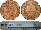 FRANCE 5 centimes Cérès III REPUBLIC Paris 1872 (25mm, 5g, 6h) -