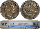 FRANCE 1/4 franc Louis-Philippe LOUIS-PHILIPPE I Lyon 1835 (15mm, 1,23g, 6h) -
