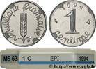 FRANCE 1 centime Épi, BU (Brillant Universel) V REPUBLIC Pessac 1994 (15mm, 1,66g, 6h) -