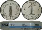 FRANCE Piéfort Argent de 1 centime Épi PIEFORTS Pessac 1975 (15mm, 4,33g, 6h) -