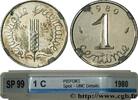 FRANCE Piéfort argent de 1 centime Épi PIEFORTS Pessac 1980 (15mm, 4,47g, 12h) -