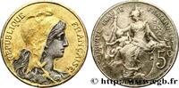 FRANCE 5 centimes Daniel-Dupuis, argenté et doré III REPUBLIC 1915 (25mm, 4,82g, 6h) -