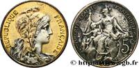 FRANCE 5 centimes Daniel-Dupuis, argenté et doré III REPUBLIC 1916 (25mm, 4,96g, 6h) -