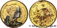 FRANCE 5 centimes Daniel-Dupuis, argenté et doré III REPUBLIC 1917 (25mm, 4,78g, 6h) -