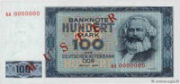 GERMAN DEMOCRATIC REPUBLIC 100 Mark Spécimen GERMAN DEMOCRATIC REPUBLIC 100 Mark Spécimen 1964 UNC -
