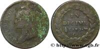 FRANCE Un décime Dupré, grand module CONSULATE Genève 1801 (31,84mm, 17,90g, 6h) -