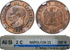 FRANCE Deux centimes Napoléon III, tête nue SECOND EMPIRE Lille 1857 (20mm, 2,12g, 6h) -