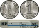 FRANCE 1 centime Épi, Rebord V REPUBLIC Pessac 1974 (15mm, 1,68g, 6h) -