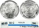 FRANCE 50 centimes Morlon, légère PROVISIONAL GOVERNEMENT OF THE FRENCH REPUBLIC 1945 (18mm, 0,7g, 6h) -