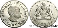 MALAWI 1 Crown Proof Hastings Kamuzu Banda / emblème MALAWI 1966 (32mm, 28,19g, 12h) -
