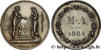 FRANCE Médaille de mariage, Couple antique AMOUR ET MARIAGE 1884 (35mm, 17,8g, 12h) -
