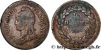 FRANCE Un décime Dupré, grand module, refrappage du 2 d DIRECTOIRE Paris 1797 (33mm, 19,56g, 6h) -