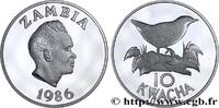 ZAMBIA 10 Kwacha Proof Râle à miroir ZAMBIA 1986 (40mm, 27,15g, 12h) -