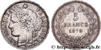 FRANCE 5 francs Cérès, sans légende GOUVERNEMENT DE LA DÉFENSE NATIONALE Bordeaux 1870 (37mm, 24,85g, 6h) -