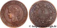 FRANCE 5 centimes Cérès III REPUBLIC Paris 1875 (25mm, g, 6h) -