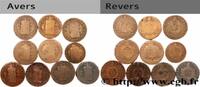 FRANCE 1 et 2 sols dit à la table de loi, lot de 10 ex. THE CONVENTION Ateliers divers 1793 (mm, 189,56g, h) -