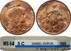 FRANCE 5 centimes Daniel-Dupuis III REPUBLIC 1900 (25mm, 5,04g, 6h) -