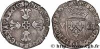 FRANCE Huitième d'écu, croix feuillue de face HENRY IV Bayonne 1593 (25mm, 4,49g, 9h) -