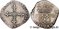 FRANCE Quart d'écu, croix bâtonnée et fleurdelisée de fac HENRY IV La Rochelle 1607 (30,5mm, 9,34g, 3h) -