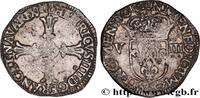 FRANCE Huitième d'écu, croix feuillue de face HENRY IV Rennes 1610 (23mm, 4,79g, 9h) -