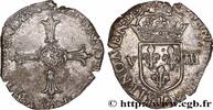 FRANCE Huitième d'écu, croix feuillue de face HENRY IV Nantes 1606 (25mm, 4,84g, 11h) -