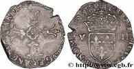 FRANCE Huitième d'écu, croix feuillue de face HENRY IV Angers 1605 (25mm, 4,67g, 2h) -