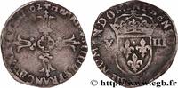 FRANCE Huitième d'écu, croix feuillue de face HENRY IV Angers 1601 (24mm, 4,64g, 11h) -
