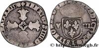 FRANCE Huitième d'écu, croix feuillue de face HENRY IV Bayonne 1598 (24mm, 4,50g, 6h) -