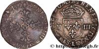 FRANCE Huitième d'écu, croix feuillue de face HENRY IV Bayonne 1599 (25mm, 4,62g, 6h) -