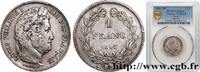 FRANCE 1 franc Louis-Philippe, couronne de chêne LOUIS-PHILIPPE I Strasbourg 1843 (23mm, 5g, 6h) -