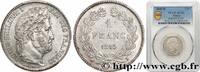 FRANCE 1 franc Louis-Philippe, couronne de chêne LOUIS-PHILIPPE I Rouen 1845 (23mm, 4,82g, 6h) -