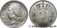 FRANCE 1/4 franc Louis XVIII LOUIS XVIII Paris 1824 (15mm, 1,25g, 7h) -
