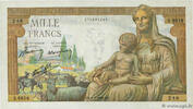 FRANCE 1000 Francs DÉESSE DÉMÉTER FRANCE 1000 Francs DÉESSE DÉMÉTER 1943 XF -